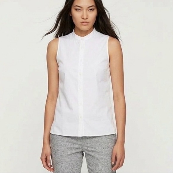 Eileen Fisher NWT women organic cotton sleeveless button down long shirt top XL